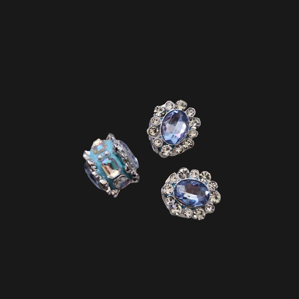 Blue Oval Rhinestone Bead