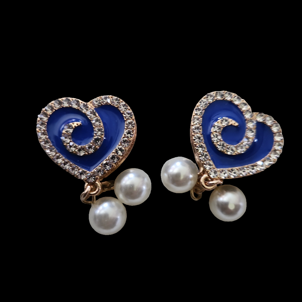 Rhinestone Heart with Pearl Dangle Bead