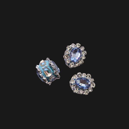 Blue Oval Rhinestone Bead