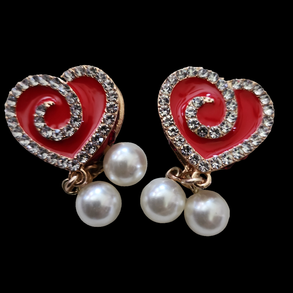 Rhinestone Heart with Pearl Dangle Bead