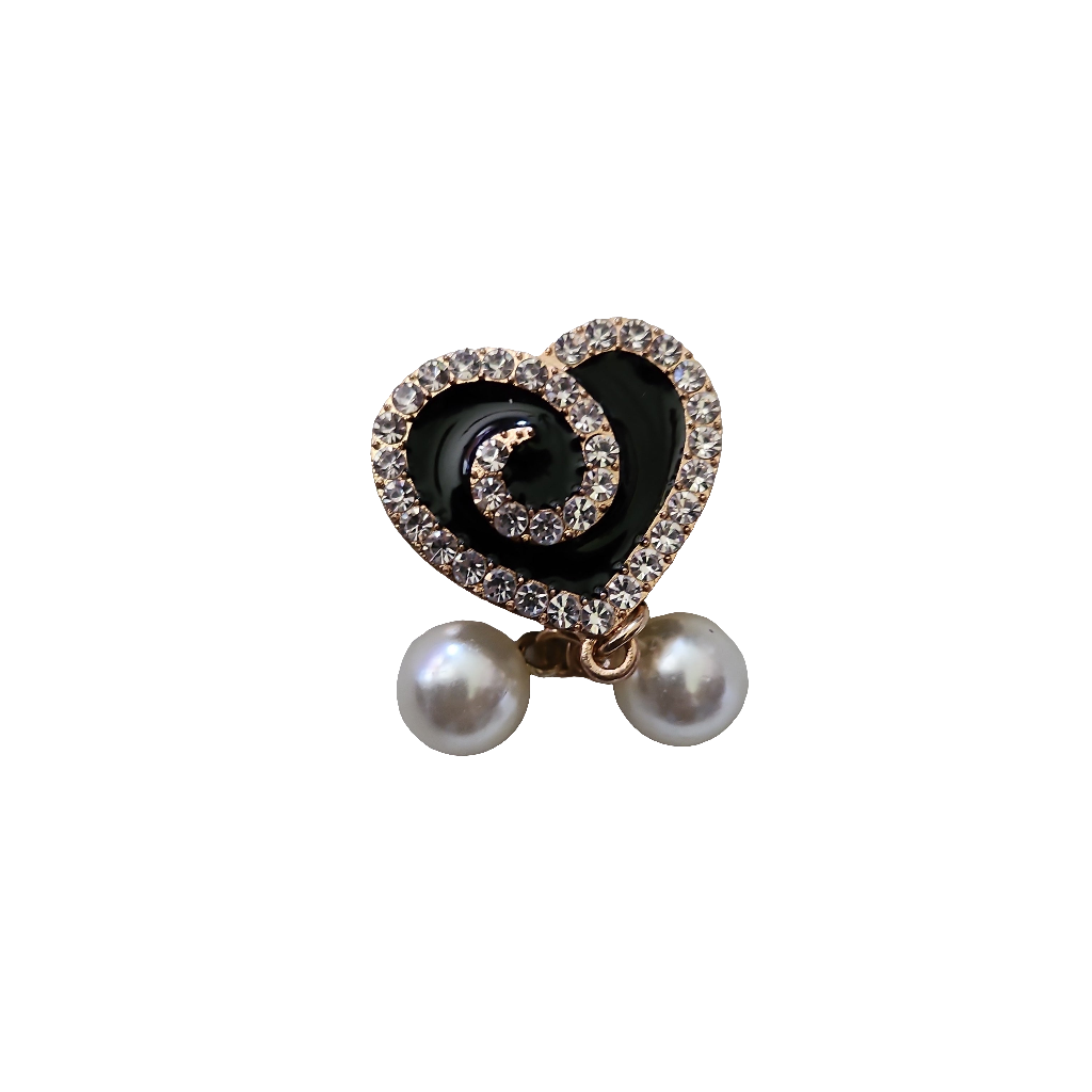 Rhinestone Heart with Pearl Dangle Bead