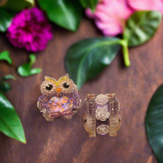Purple Gitter Owl Fancy Bead